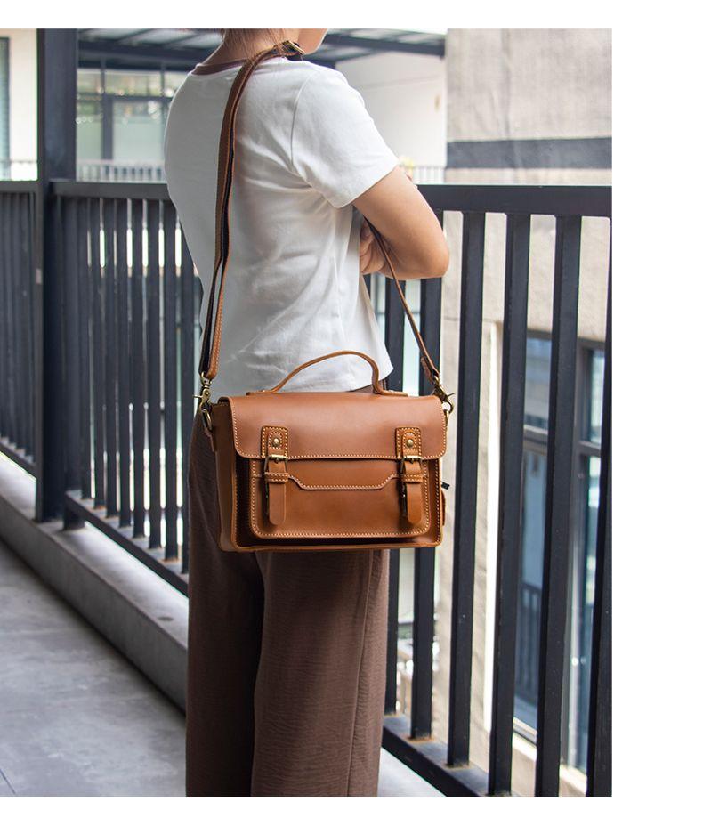 Product Introduction of Túi Xách Da, Da Thật, Da Bò Lớp Một Cho Nam, Phong Cách Cổ Điển, Túi Nữ, Da Ngựa Điên, túi Messenger, Túi Messenger Đeo Vai, Thích Hợp Đi Lại 3