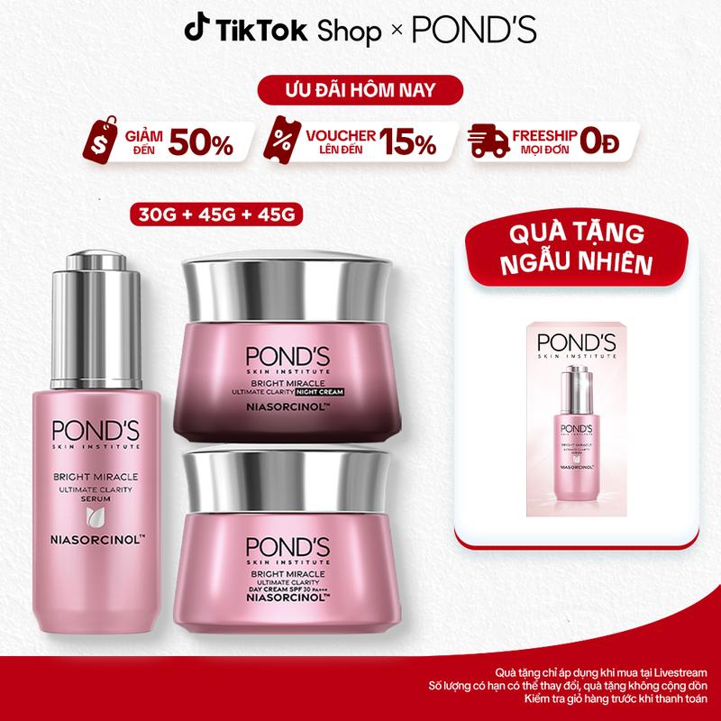 Bộ Skincare 1 Serum và 2 Kem Dưỡng Da Pond's Bright Miracle Hỗ Trợ Mờ Thâm với…