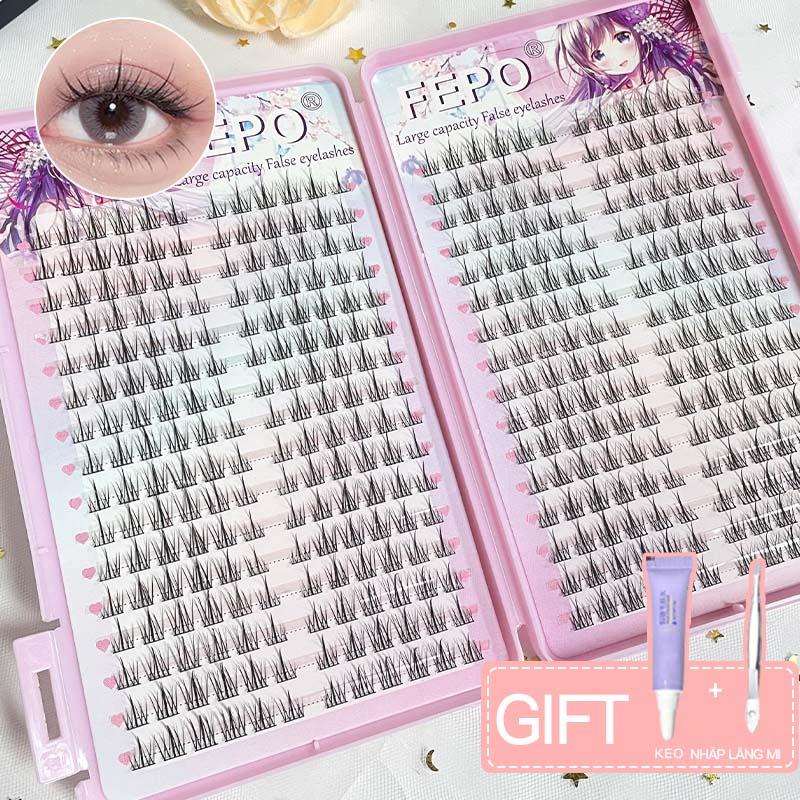 Hộp Lông Mi Giả 448 Độ Tự Nhiên 10-13mm Có Thể Tái Sử Dụng Món quà miễn phí Món quà miễn phí Keo dán lông mi + nhíp