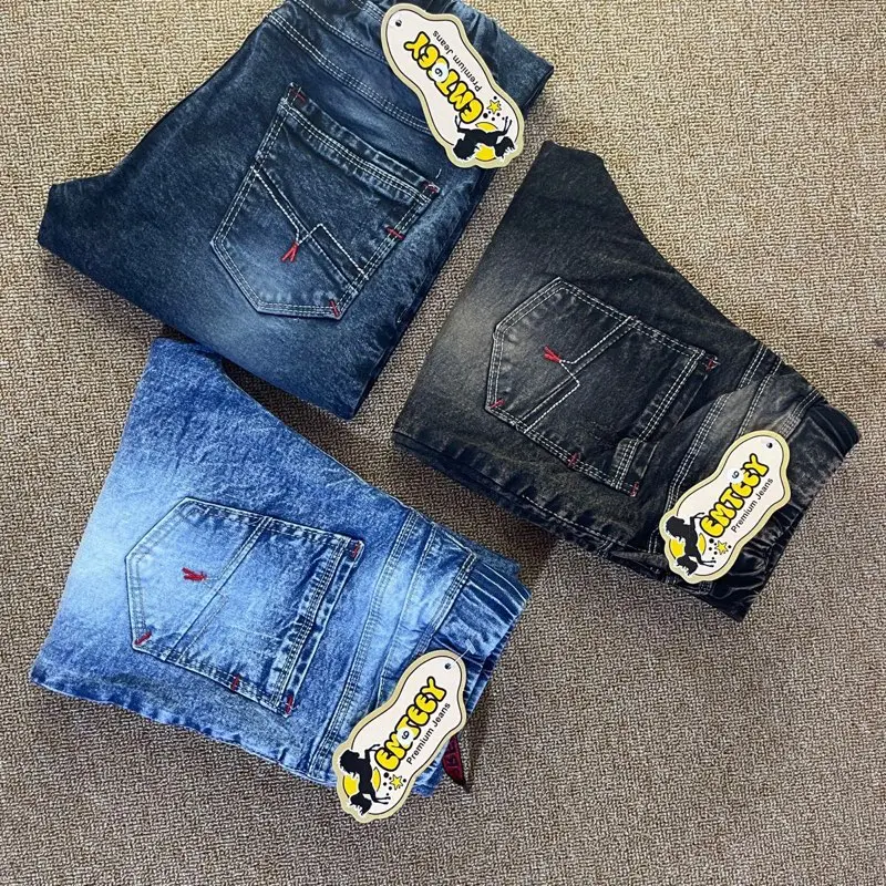 Celana Jeans Anak Sobek Tembus Pinggang Karet Soft Jeans Melar Size 1-13Tahun - Trendy dan Fashionable dengan Model Sobek Lutut Tembus dan Dilengkapi Laser Pakaian 6