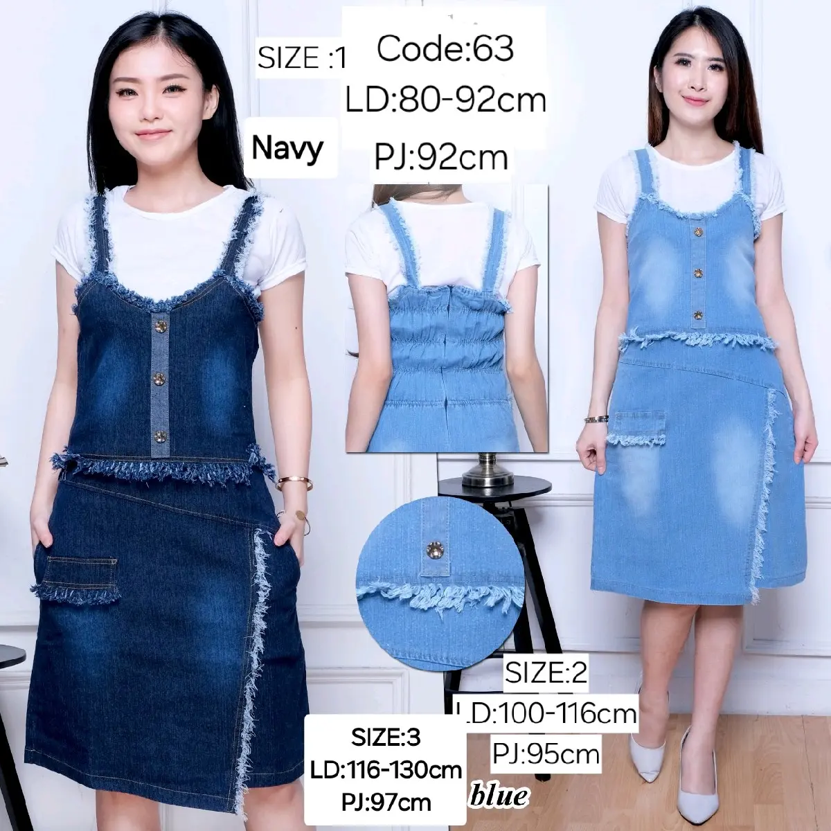 Overall Jeans Strech Wanita Pendek Rawis/Free Inner AY-63