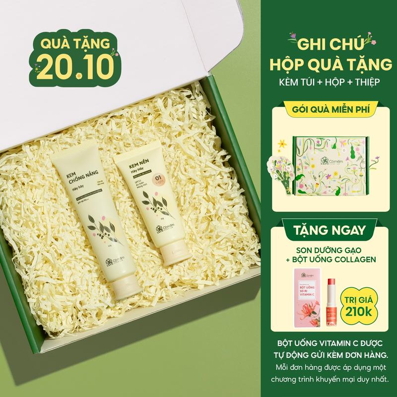 [COMBO TẶNG QUÀ MIỄN PHÍ] Bộ Trang Điểm Tự Nhiên Kem Chống Nắng Kem Nền Cỏ Mềm 200g