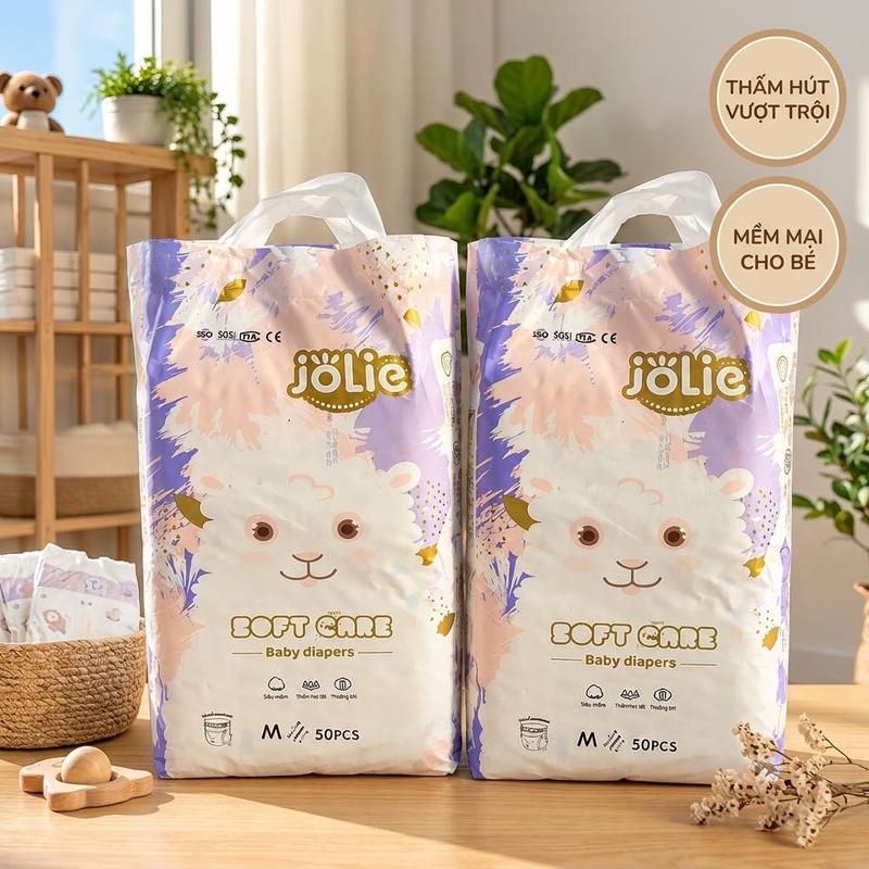 JOLIE Combo 100 Miếng Bỉm Quần & Tã Dán Siêu Mỏng Thấm Hút 500-800ml Cho Bé Size M/L/XL/2XL/3XL/4XL Thấm Hút Tốt Giữ Bé Khô Ráo Thoải Mái