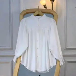 Alyssa Blouse Rayon Twill-Atasan Kemeja Blouse wanita Polos Model Oversize Baju Kerja Casual Lengan Panjang