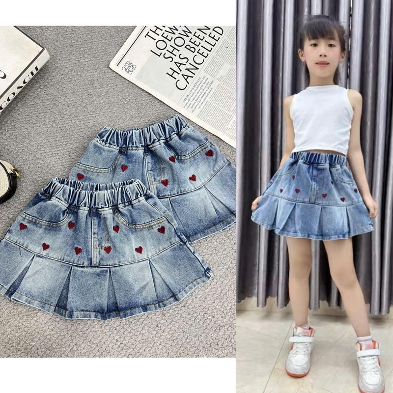 A606 Váy Jeans Bò Kèm Quần Bảo hộ Bên Trong Cho Bé Gái 18-40KG-JIMMY PA & BABY