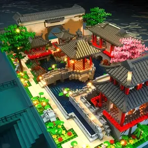 Building Block Chinese Architecture Balok Bangunan Arsitektur Tiongkok Nano Balok Taman Cina Mikro Partikel Balok Bangunan Balok Bangunan Bata Rumah Bricks DIY Mainan Anak