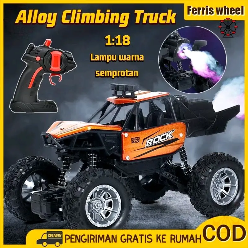 mainan mobil remote control besi rc offroad crawler waterproof bisa main air ada lampu dan asap 3