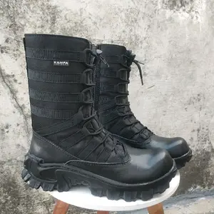 Sepatu PDL TNI POLRI Security Tactical boots safety ujung besi Hitam Karet