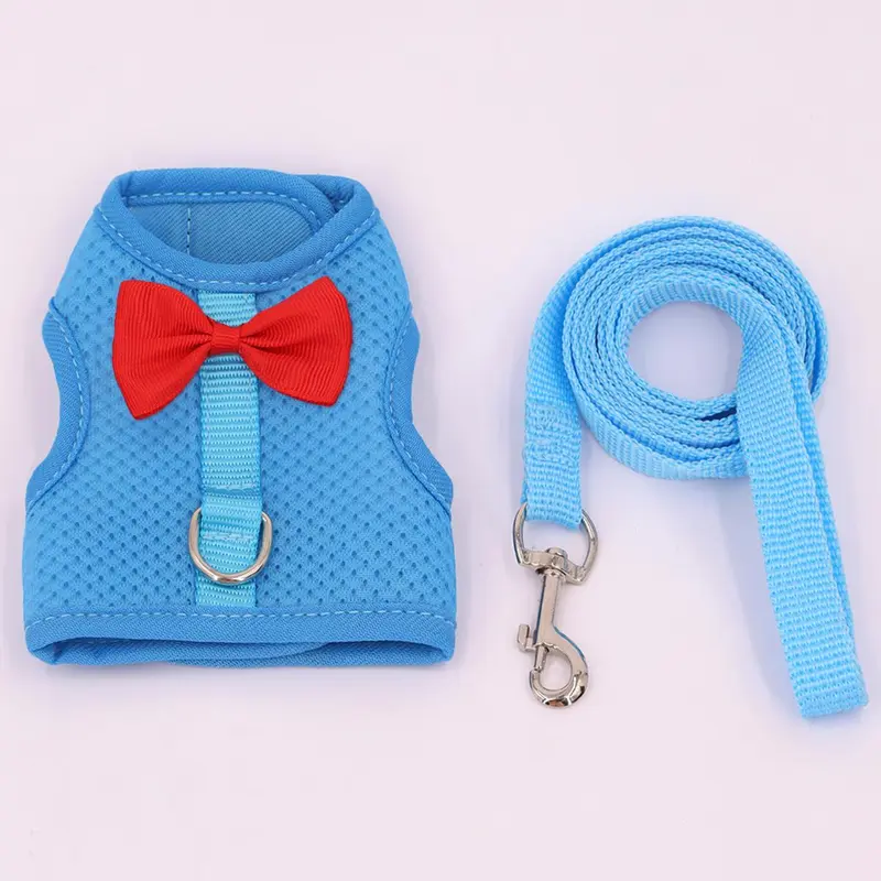 Bow Design Rabbit Harness With Leash, Adjustable Breathable Rabbit Harness, Pet Supplies For Indoor and Outdoor Walking, Small Animal Supplies 6