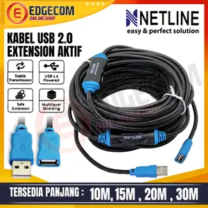 Kabel USB 2.0 Extension Active male to female 10 / 15 / 20 / 30 Meter NETLINE