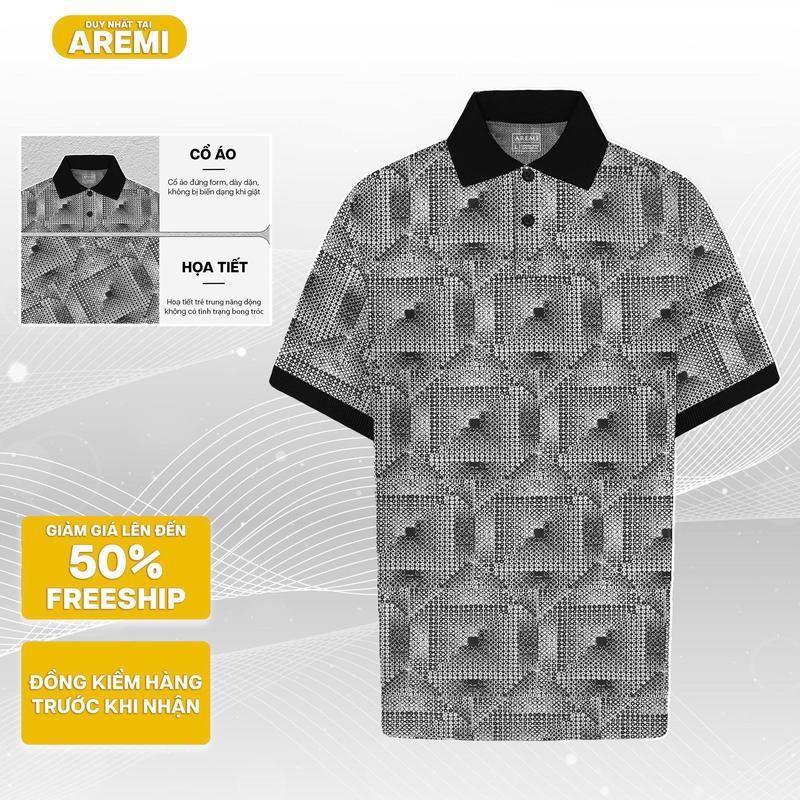  Áo polo nam tay ngắn cổ trụ vải CVC cao cấp AREMI họa tiết dệt tinh tế co giản thấm hút tốt APL0002 