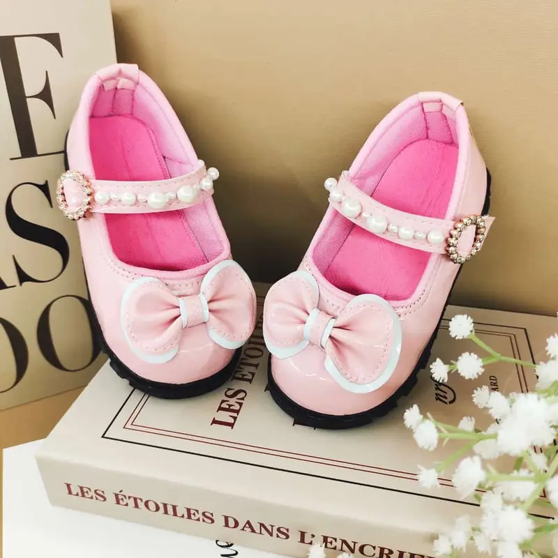 Sabreena Sepatu Balet Pantofel Anak Perempuan Pita Mutiara Untuk Bayi Usia 1-6 Tahun 3