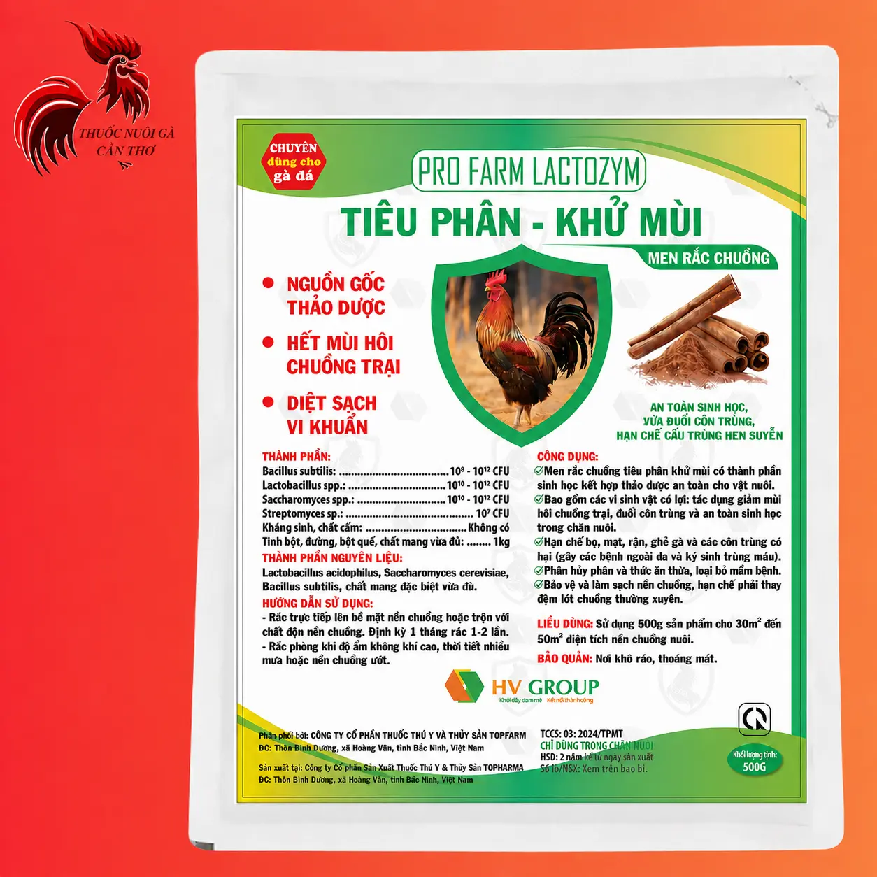 Men rắc chuồng tiêu phân - khử mùi ProFarm giúp vệ sinh chuồng trại, giảm mùi hôi, sạch khuẩn ngay bệnh (500g)