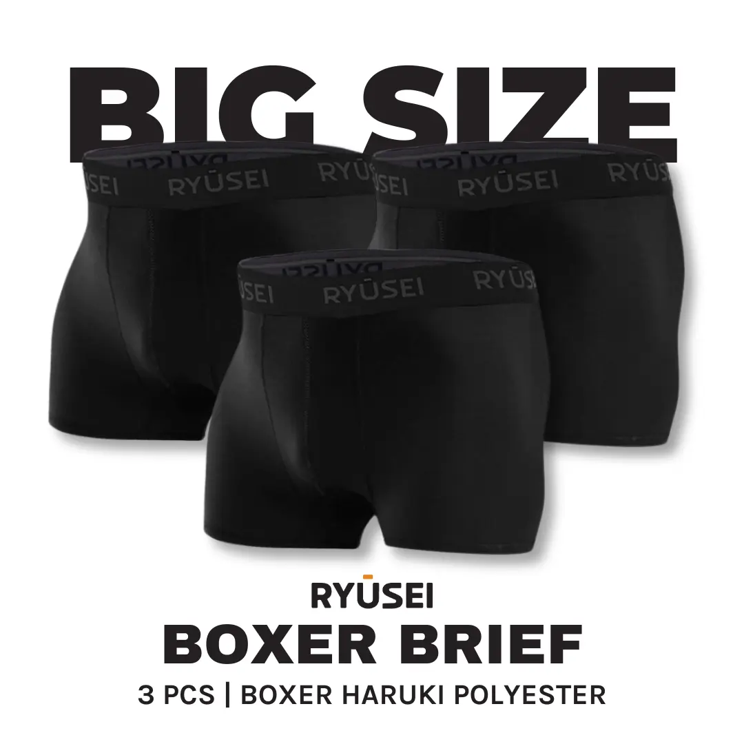 Ryusei Boxer Big Size Haruki Polyester Spandex 3 Pcs | Nyaman & Elastis