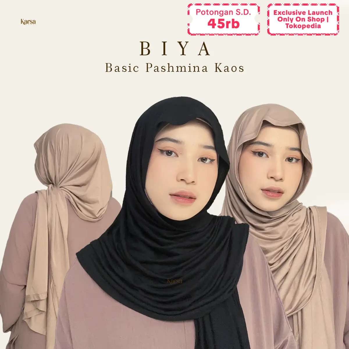 Karsalabel Biya Pashmina Kaos Basic Rayon Premium