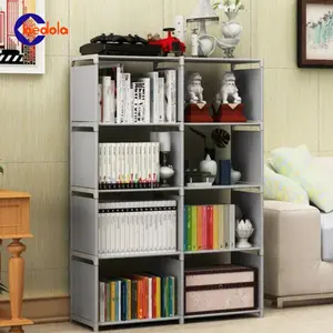 Rak buku serbaguna lemari buku portable 2 sisi 8 ruang