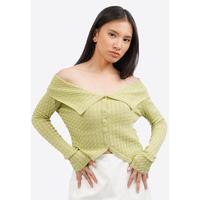 Gambar COLORBOX Off Shoulder Long Sleeve Knit Top I-TLGFCT125E003 Green - Green, S dari Colorbox Indonesia Kota Bekasi 1 Tokopedia