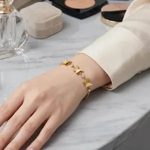 Gelang 3 Kupu Permata Adrika Elegan dengan Kilau Permata Cantik Bahan Titanium Kirana Glowry