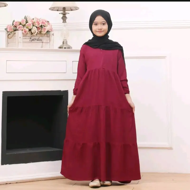 gamis anak susun zilla dres bahan crinkle reseleting ukuran 3-12 tahun  Fashion tren masakini Muslim 1