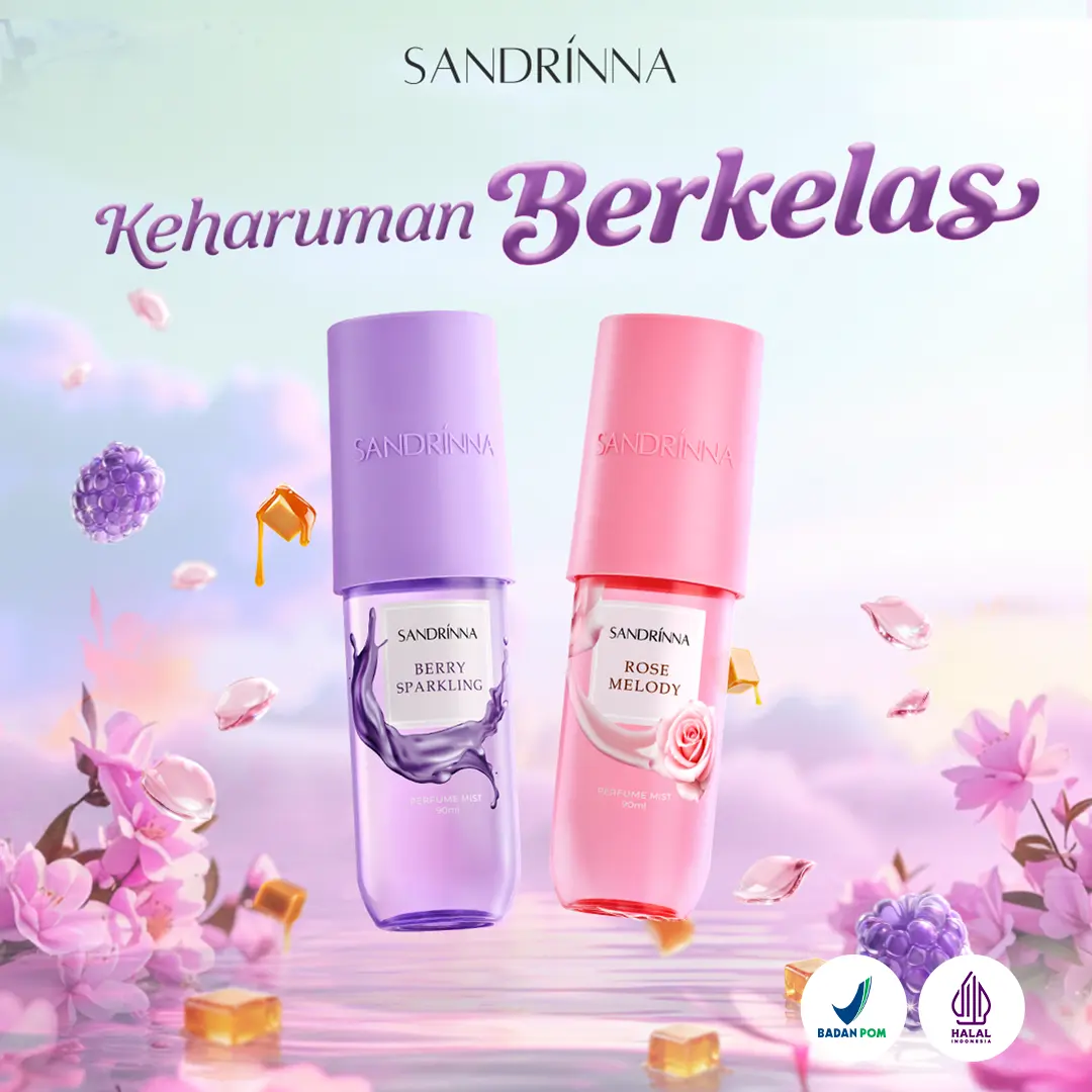 [BUNDLING 2] Sandrinna Berry Sparkling & Rose Melody Parfum 90ml - Keharuman Fruity Lavender White Flowers Amber Sandalwood Vanilla Rose Melody Romantis Lembut Anggun | Halal BPOM