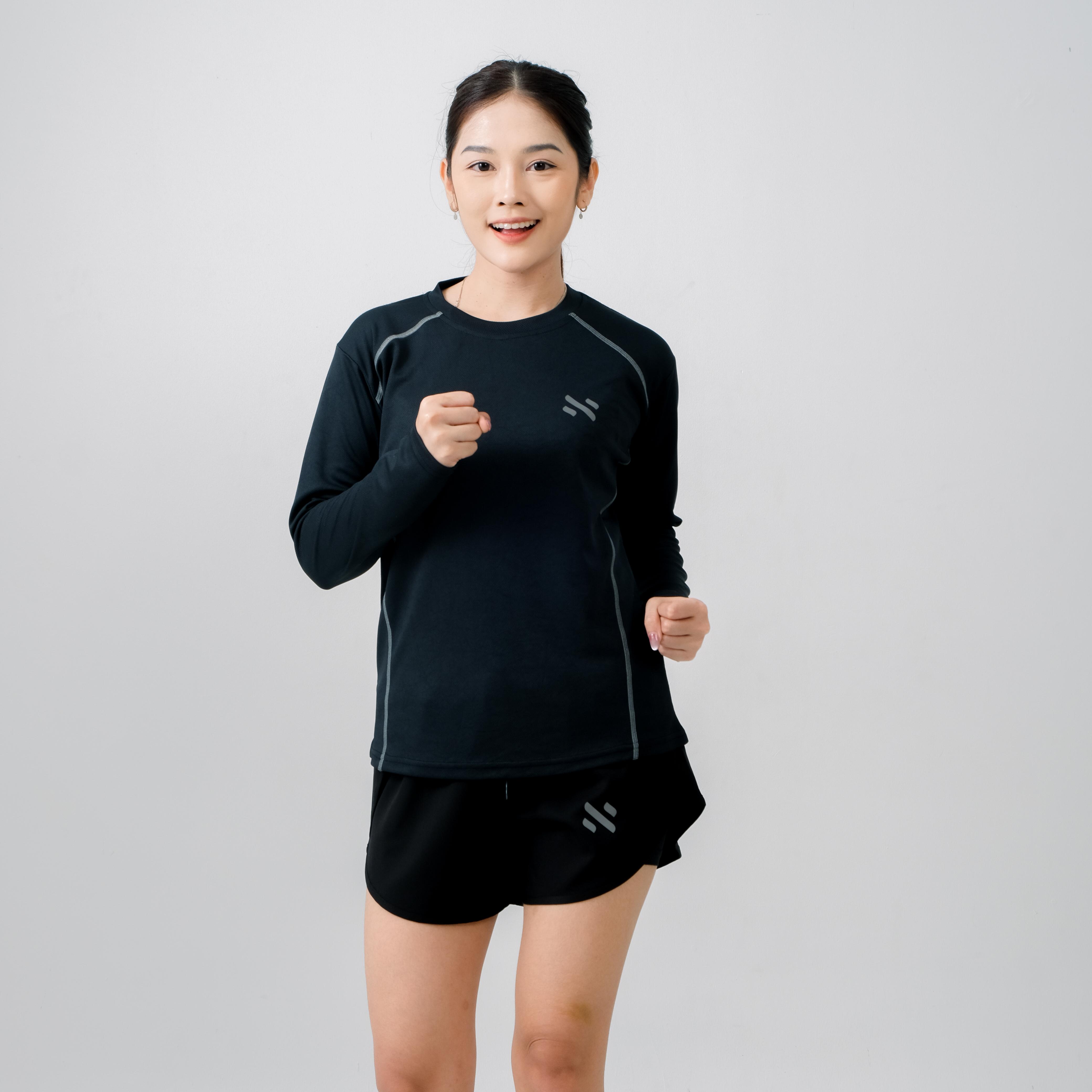 NEBULA Baju Atasan Olahraga Wanita Lengan Panjang Dry Fit Muslimah Running Lari Gym Senam Sport Bahan Nyaman Multifungsi