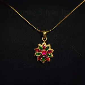 KALUNG WANITA CANTIK DEWI SINTA BATU RUBY&Z4MRUD BAHAN TITANIUM GOLDPLATTED ORIGINAL by DEWATA SILVER BALI