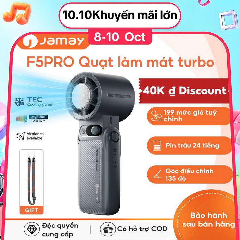 【NEW&Gift JAMAY F5PRO Quạt cầm tay cooling fan quạt tích điện mini Quạt làm mát turbo  USB có thể sạc lại 199 bánh răng Gió mạnhMàn hình kỹ thuật số tốc độ có thể điều chỉnh 135 °GấpTay cho thể thao ngoài trời và quạt cầm tay làm mát nhanh