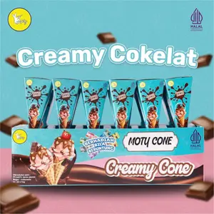 Snack Wafer Cone Isi Krim Coklat – Renyah & Creamy, 22 pcs HALAL Chocolate Camilan