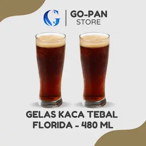Gelas Kaca Tinggi Aesthetic Kedaung FLORIDA 480 ml 1 pcs Harga Murah/Gelas Cafe Estetik/Glass Jus