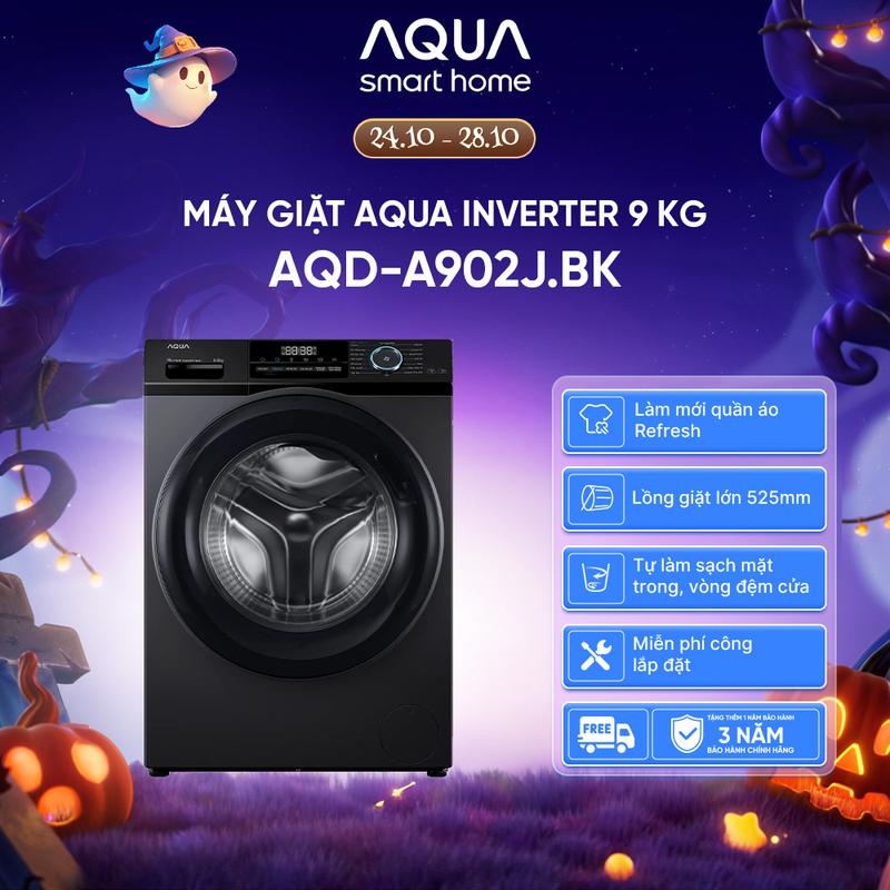 Máy giặt cửa trước Aqua Inverter 9Kg AQD-A902J.BK