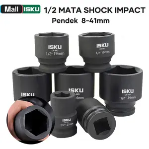 ISKU Mata Sok Impact 1/2 Inch CR-MO 6PT Anti Karat Tahan Benturan & Selip Kunci Pukul Panjang & Pendek Industrial Grade