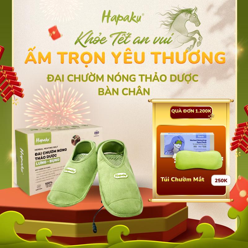   MUA 1 TẶNG 1 ĐƠN 1200K  Đai Chườm Nóng Thảo Dược Bàn Chân Hapaku - Bản Làm Nóng Bằng Điện - Giảm Nhức Mỏi Tê Lạnh Chân Lưu Thông Khí Huyết - Quà Tết Sức Khỏe Cho Người Thân Thương 