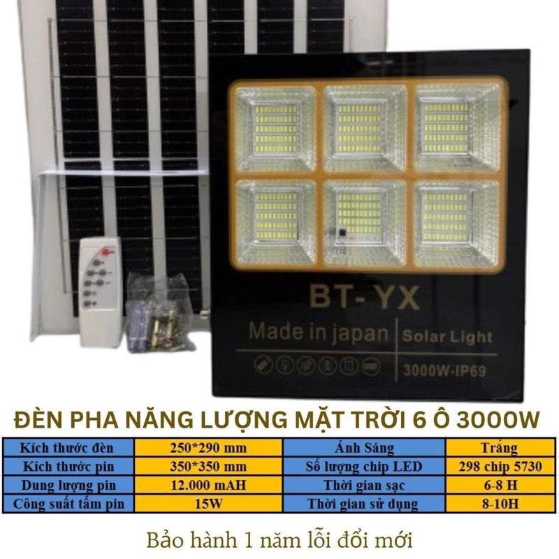  ĐÈN PHA NĂNG LƯỢNG MẶT TRỜI 6 Ô VỎ NHÔM 3000W  Dùng trong nhà ngoài trời sáng hơn 8 tiếng BH 24 tháng  