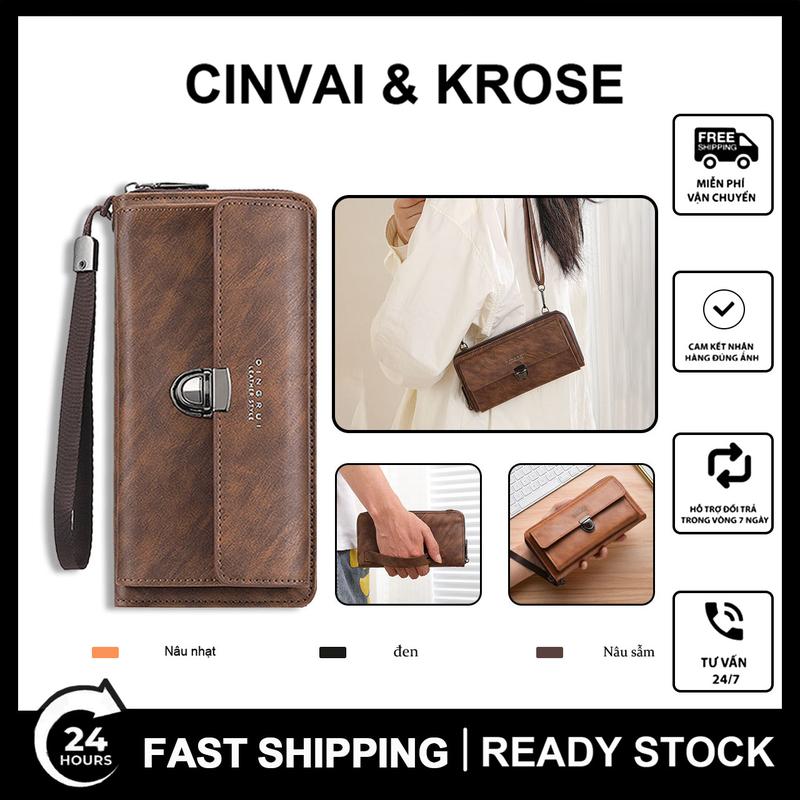 SHABILI Ví Nữ, Ví Đeo Vai, túi Messenger, Ví Cầm Tay, Ví Dài, Túi Đựng Điện Thoại Di Động Sức Chứa Lớn, Nhiều Khe Cắm Thẻ, Túi Có Khóa Kéo, Thư Mục Thẻ Căn Cước, Ví Da PU Đa Năng, Tiện Lợi, Phong Cách, Hình Chữ Nhật