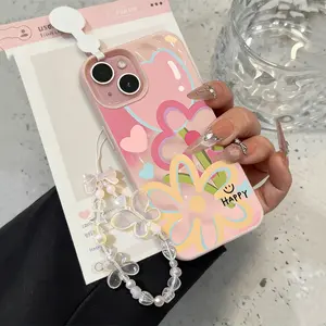 Kompatibel dengan iPhone Bunga dan Cinta Kasus ponsel 11 12 13 14 Gelombang meteorit 15 16 Kasus ponsel iPhone 11 PRO MAX 12 PRO MAX 13 PRO MAX 14 14PLUS Tidak rata 14PRO MAX 15 15PLUS 15PRO MAX 16PRO MAX Casing yang cantik