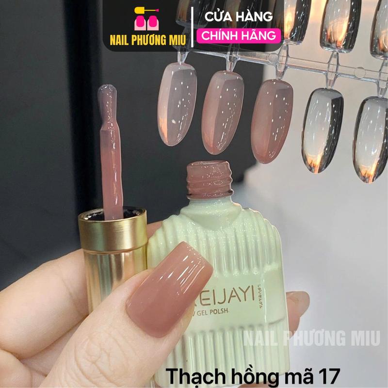 Sơn Gel Màu Thạch Hồng Nude XEIJAYI Số 17 Đậm Mướt Lót Base Làm Nail Siêu Đẹp, Lên Móng Chuẩn Màu Có Chiều Sâu Tôn Da Cần Dùng Đèn Hơ