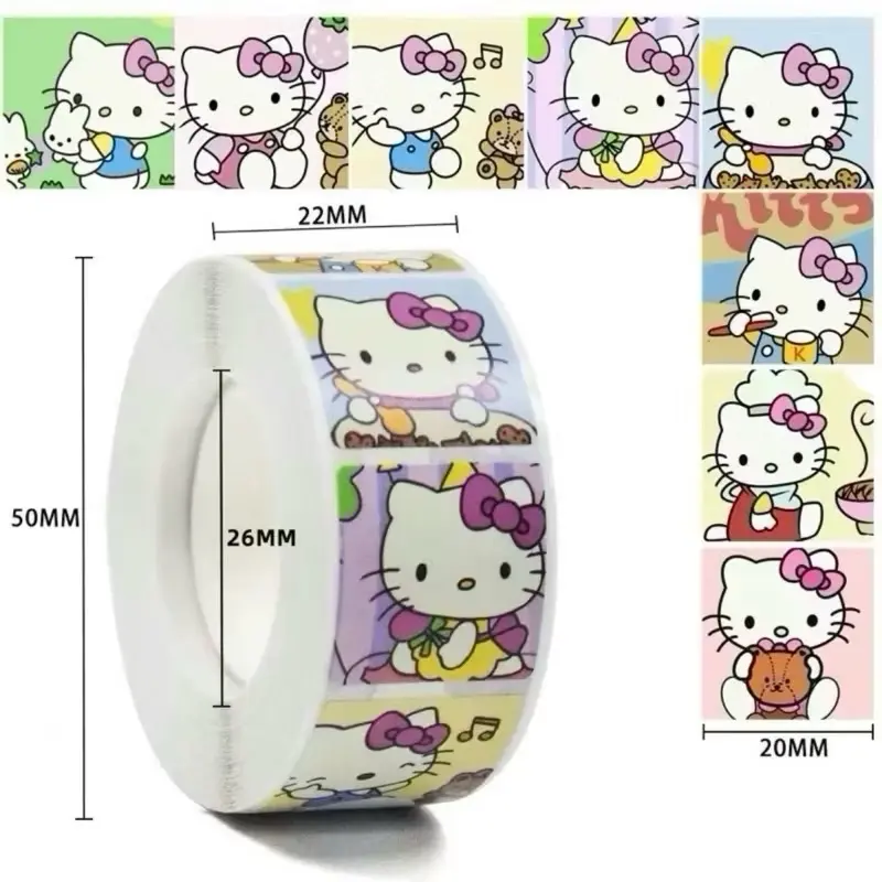 1k sticker kitty vuông cắt lẻ 100 hình dán kitty vuông trang trí sổ graffiti