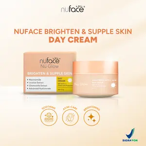 Nuface Nu Glow Brighten & Supple Skin Day & Night Cream | Serum | Toner | Facial Wash - Rangkaian Perawatan Muka Untuk Mencerahkan Chamomile Extract Vitamin C & Advanced Hyaluronate Untuk Kulit Wajah Lembap Halus Cerah Sehat Dan Ternutrisi