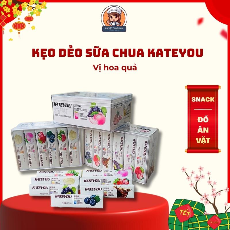 Hộp 30 thanh Kẹo Kateyou Kẹo Sữa Chua Hoa Quả Các Vị - Thanh Kẹo Dẻo Sữa Chua Hoa Quả KATEYOU - Ăn Vặt Cùng Lan