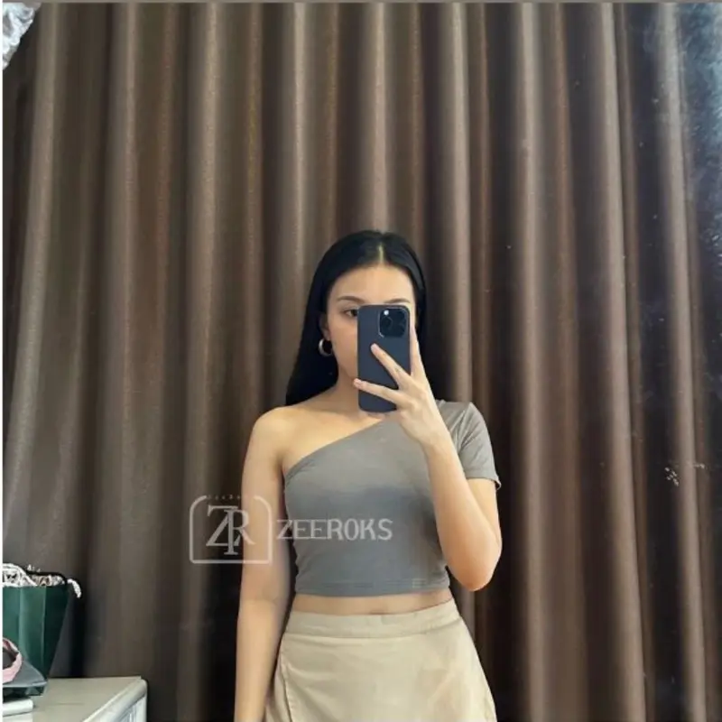 ￼Kaos wanita terbaru elegan baju Cewek Tanktop Spandek One shoulder Cantik Melar 4