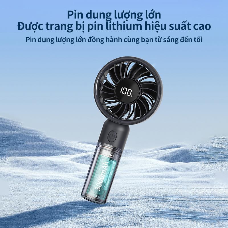 Quạt cầm tay mini siêu mạnh, Quạt sạc mini 5000 mAh chính hãng 100%, Quạt sạc mini sạc nhanh 1,5 giờ, Màn hình kỹ thuật số, Thích hợp cho du lịch, hoạt động ngoài trời 5