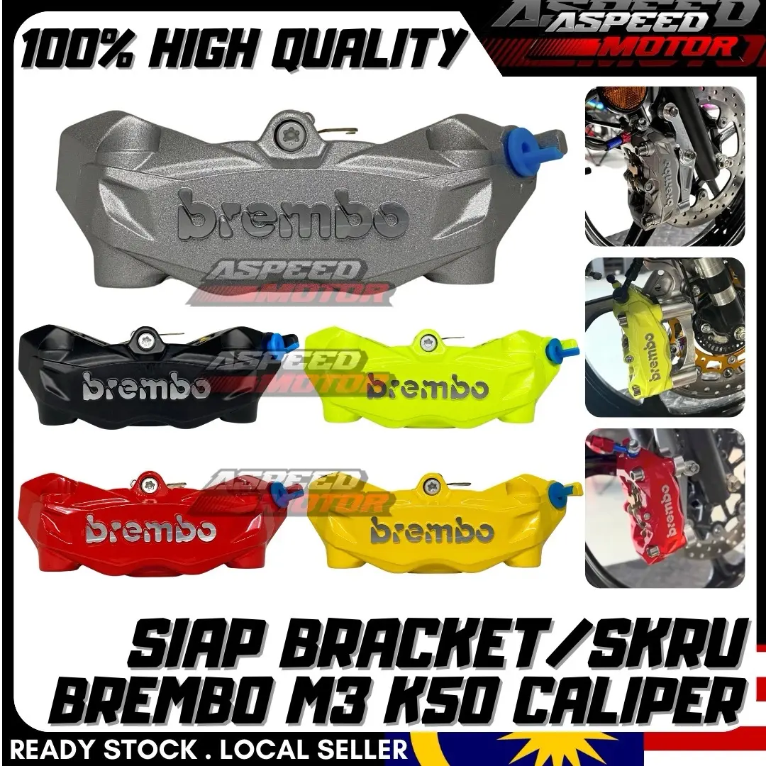 BREMBO M3 K50 CALIPER PUMP SIAP BRACKET SIAP SKIM DEPAN BELAKANG FRONT REAR 4POT Y15ZR LC5S LC4S Y125ZR TULISAN TIMBUL