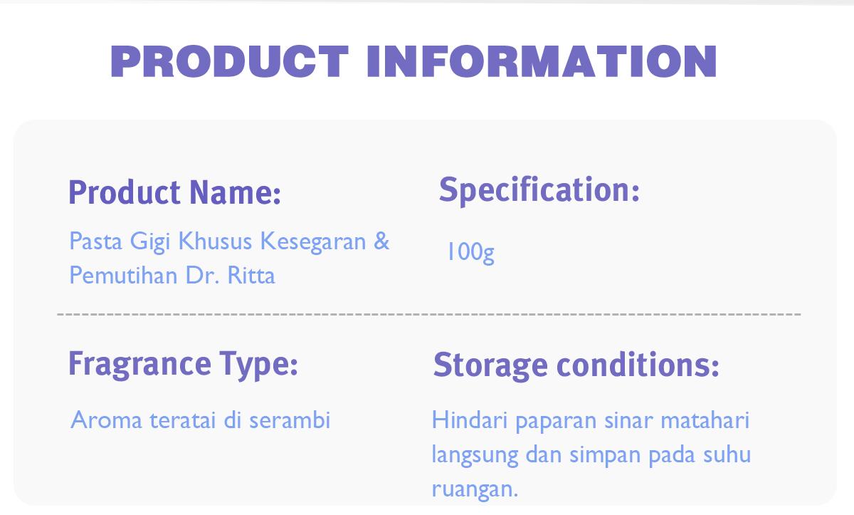 Dr.Ritta Pasta Gigi Pemutih SP68 100g, 20 Kali Lipat Gigi Putih, Bebas Noda Kuning, Napas Segar, Gigi Sensitif, Hidroksiapatit, Tetrasodium Pyrofosfat, Zink Sitrat