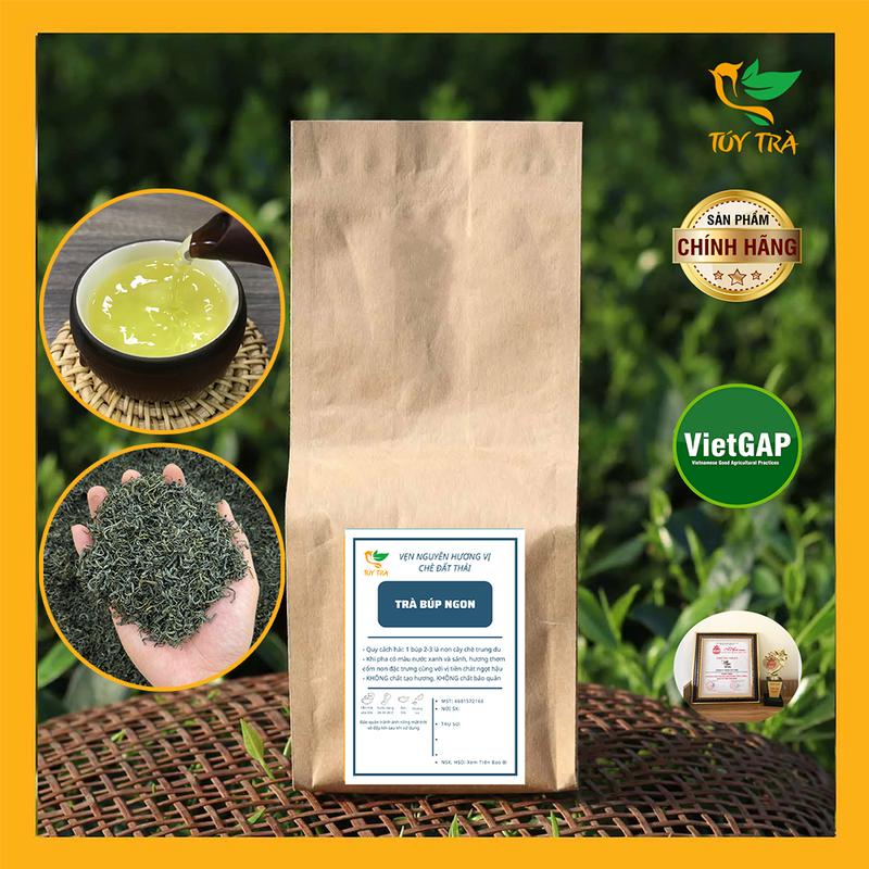  Trà Búp Ngon Túy Trà - Chè Móc Câu - Chè Sạch Tân Cương Thái Nguyên - Nước vàng trong và xanh nhẹ hương thơm cốm uống chát đậm và hậu ngọt 