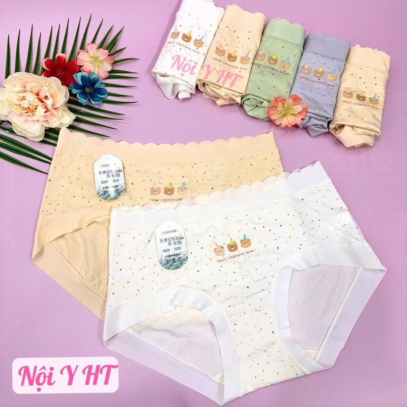 Quần Lót Cotton Gấu Vảy Sơn Rất Xinh Mềm Mỏng Viền Su Cạp Thấp Nữ Woment