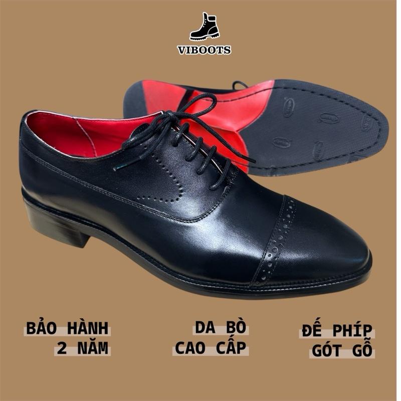 Giày Oxford Balmoral Captoe Đế Đỏ Phíp Da Bò Cao Cấp Cho Nam Kiểu Dáng Lịch Lãm Giầy Oxford Double Sole Đế Vibram Nam Buộc Dây Thanh Lịch Sang Trong