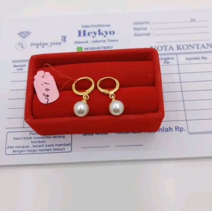 new perhiasan wanita anting MUTIARA gold berlapis e.m.a.s muda