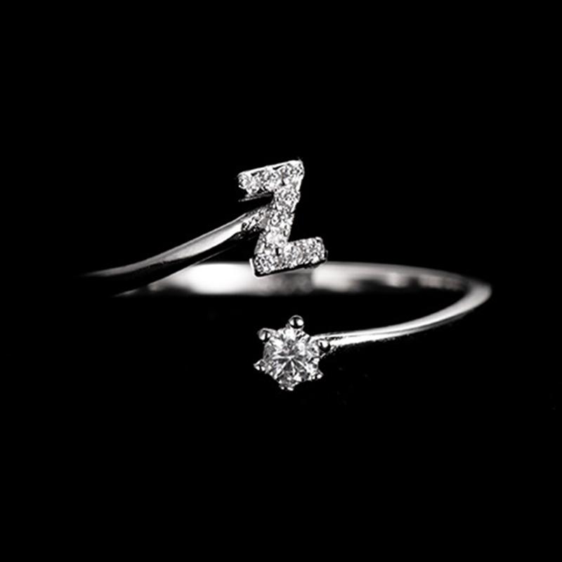 A-Z Letter Adjustable Opening Ring Women Couple Alphabet Name Men Initials Rings Wedding Finger Jewelry 6