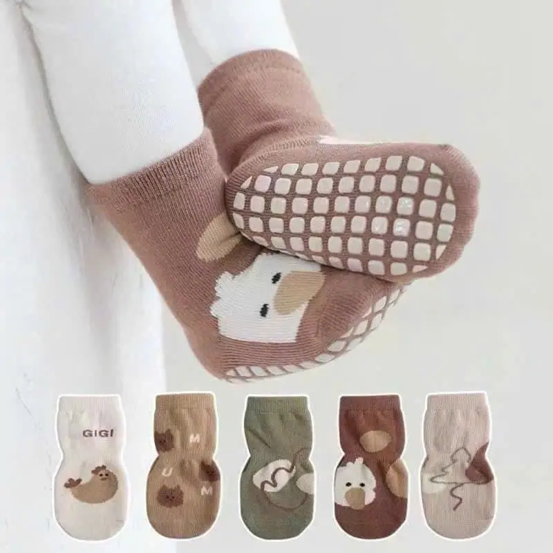 (0-12 tuổi)Bộ 5-10 Đôi Tất,Vớ Chống Trơn Trượt Cho Bé Trai Bé Gái, Hoạ Tiết Hình Ngẫu Nhiên