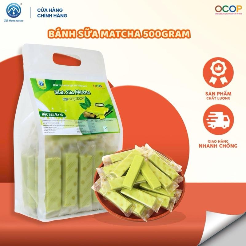 Bánh Sữa Matcha Chị Vàng Ba Vì Túi 500g SỮA CHỊ VÀNG OFFICAL Ăn Vặt Food